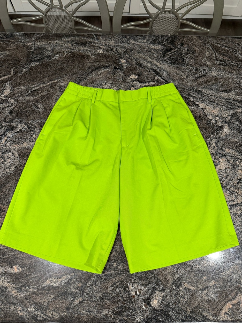 Zara Men’s Lime Green Tailored Wide Leg Shorts